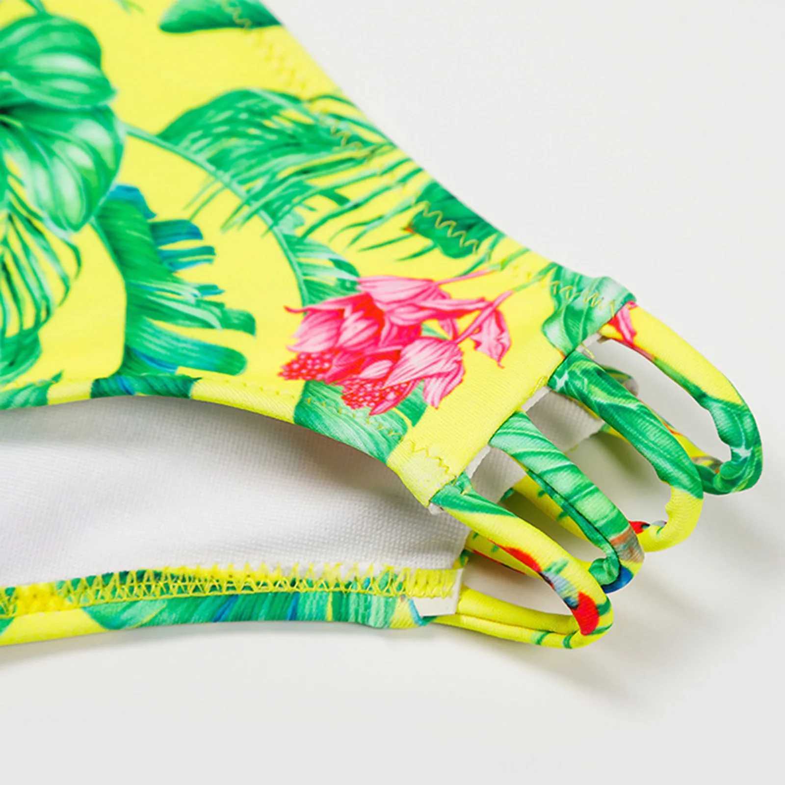 Swimming Wear Girls Toddler Summer Girls Floral Leaf Print Holiday Two Piece Swimwear Swimsuit Bikini Size 16 Swim SuitXJ250214