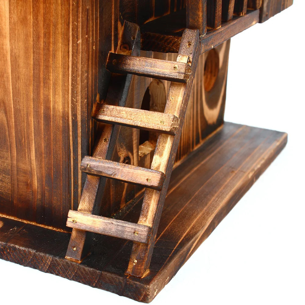 Pet Bird Squirrel Wooden Hanging Cage House Toy Outdoor 250206