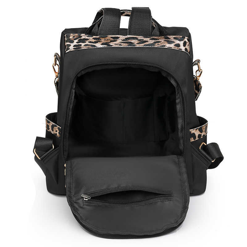 Spring New Womens Trendy Leopard Print Backpack Versatile Leisure Large Capacity Backpack Lightweight Backpack