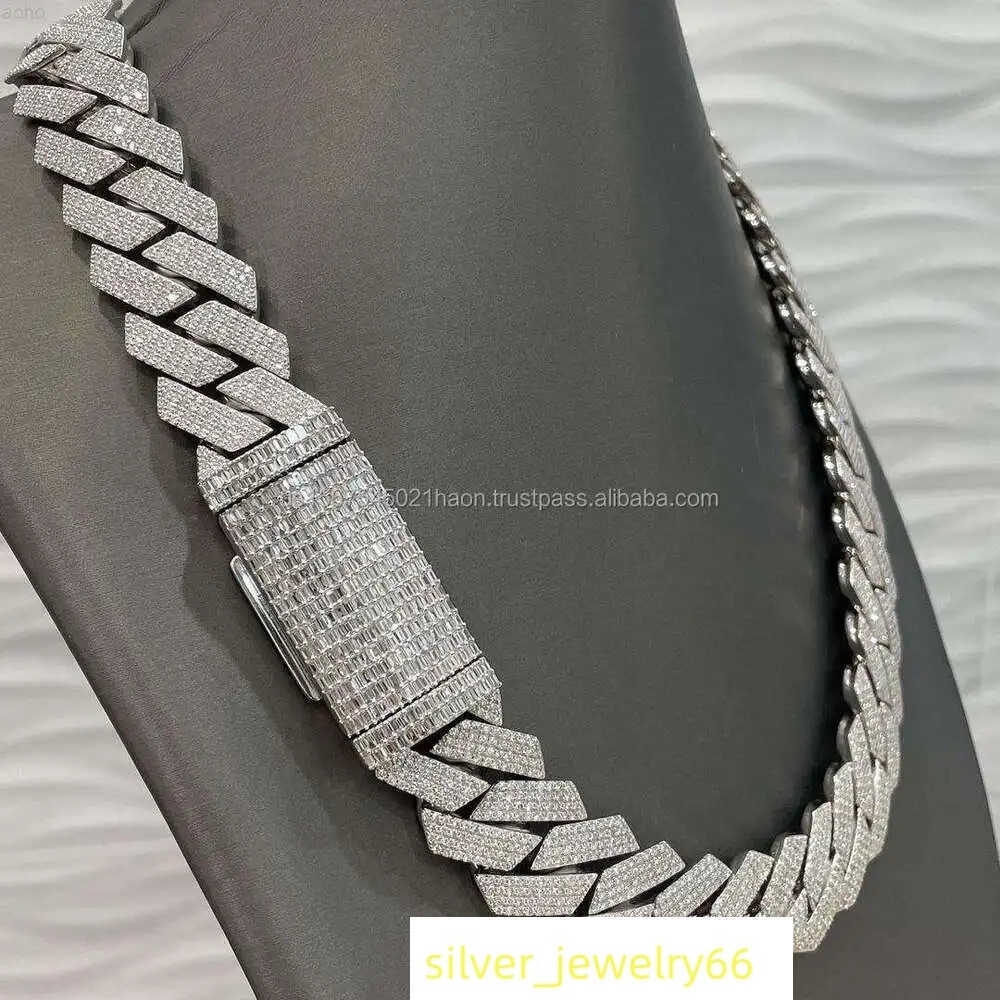 Vvs Moissanite Pendant Necklace Rapper Silver Diamond Name Bling Letter Pendant Iced Out Necklace with Pendant Necklace for Man