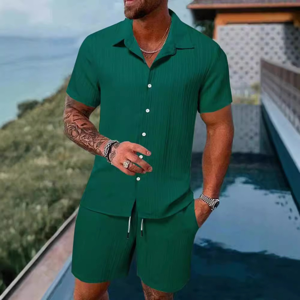 2025S designer summer men casual shirt short sleeved beach set top pants T-shirt shorts