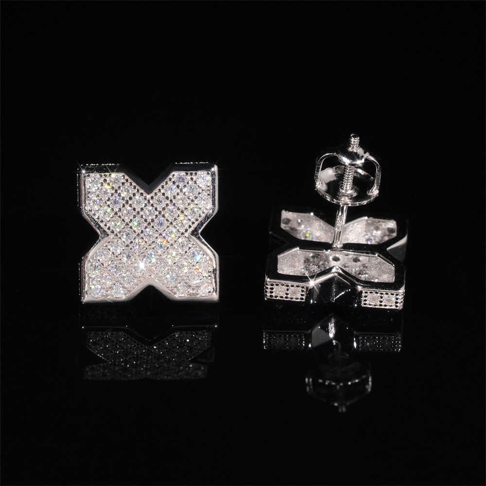 American fashion 925 sterling silver vvs moissanite earrings light luxury windmill cross style
