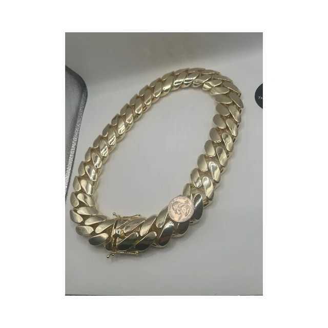 18mm Miami Cuban Link Chain 1 Kg- Heavy Solid Big Cuban Chain for Men Unisex Stainless Steel-gold Plated Fashion14k Gold
