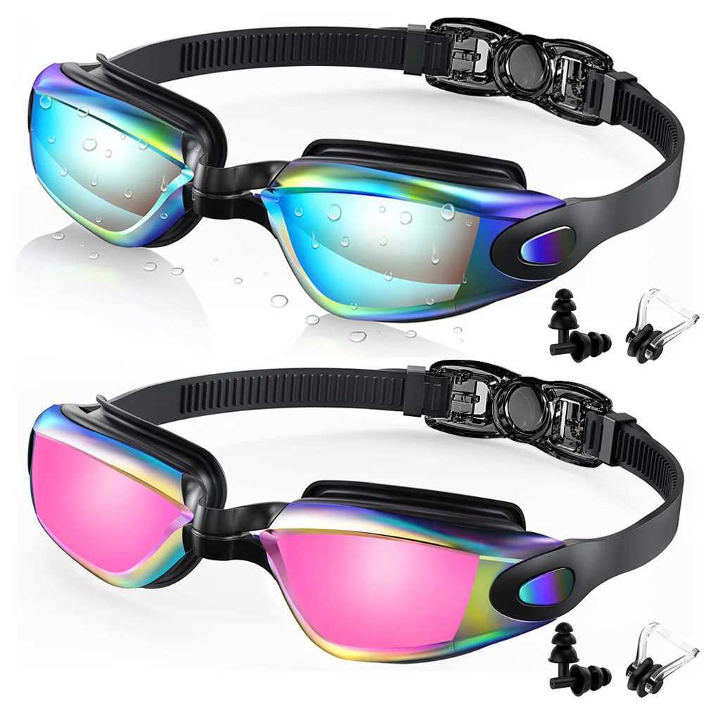 2 Pack Swimming Goggles Anti-Fog UV Protection Adjustable Swimming glasses Professional Waterproof Swim Eyewear For Adult Youth Z250215