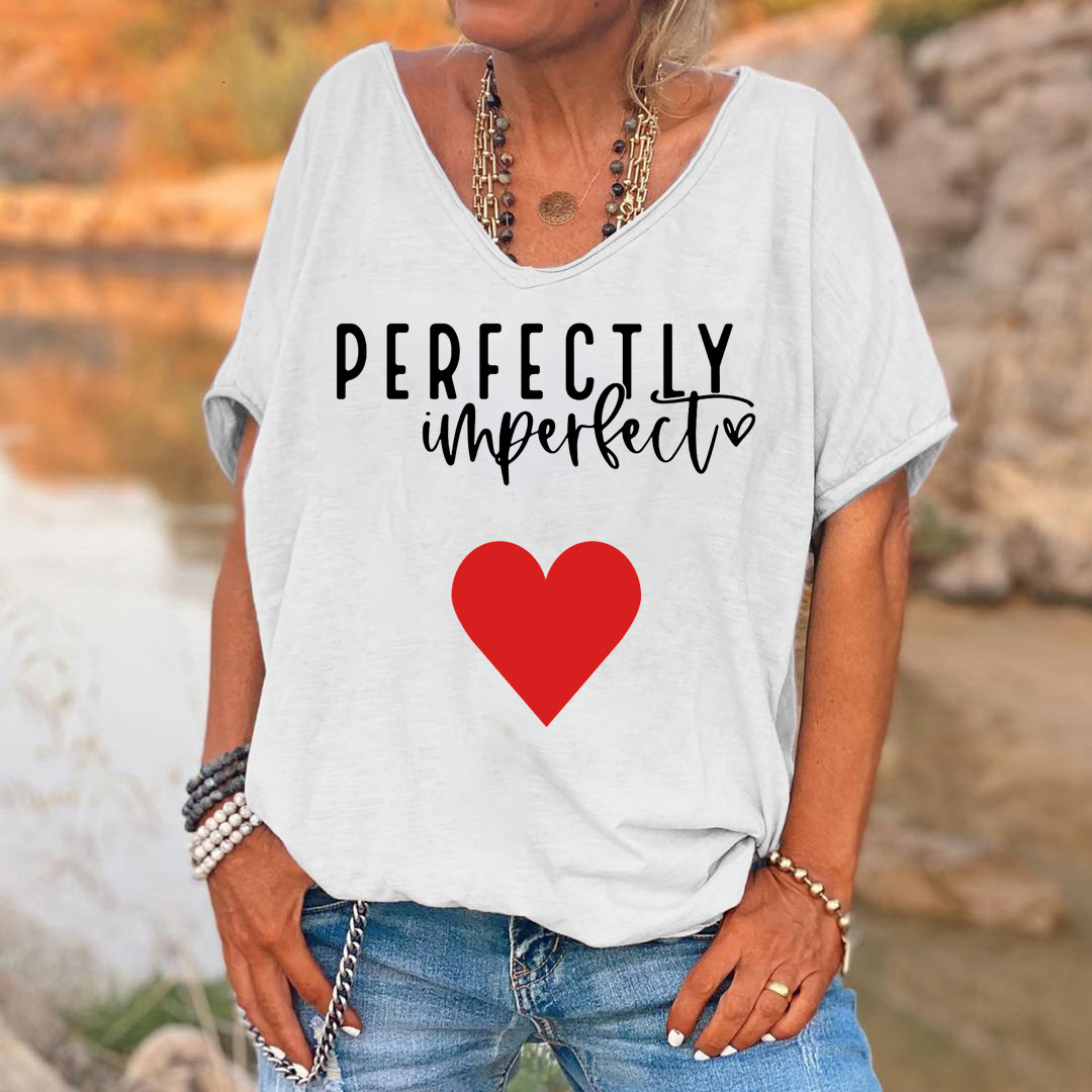 Designer Fashion Trend 2025 Printable T-shirt Summer Style Loose V-neck Pullover Short Sleeved Women Top