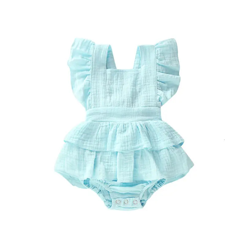 Citgeett Summer Solid 0-24M born Baby Girl Clothes Ruffle Cotton Romper Sleeveless Jumpsuit Outfit Sunsuit 250214
