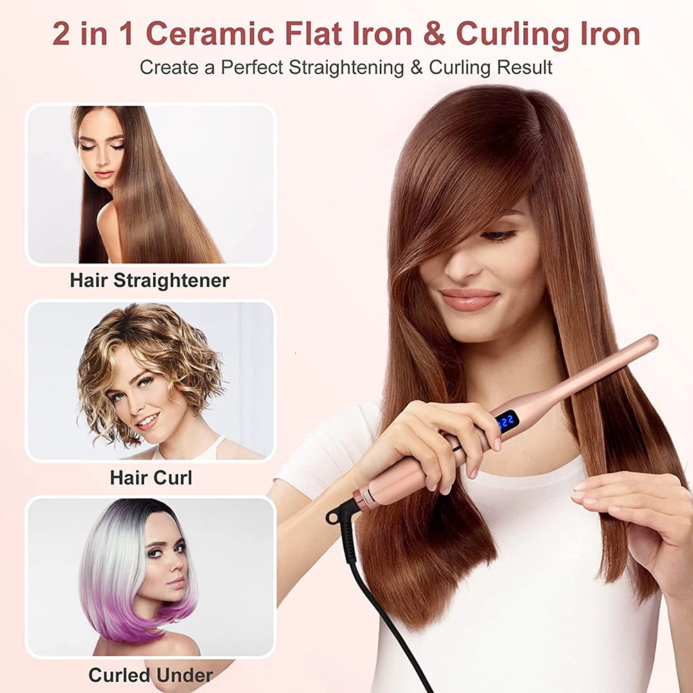 3/10 Inch Pencil Flat Iron Small Flat Irons for Short Hair Beard and Pixie Cut Mini Ceramic Tourmalin Hair Straightener 250214