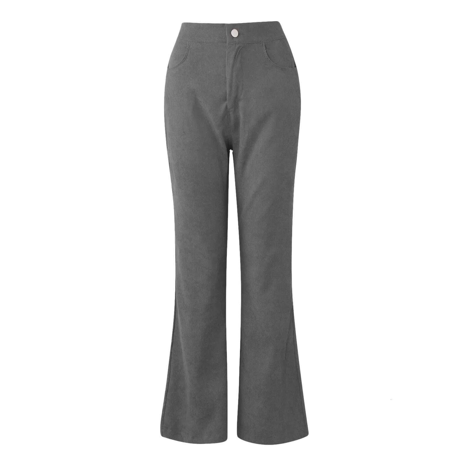 Wide Leg Sweatpants Cargo Corduroy Flare Pants Elastic Waist Bell Bottom Trousers Women Clothing Pantalones De Mujer