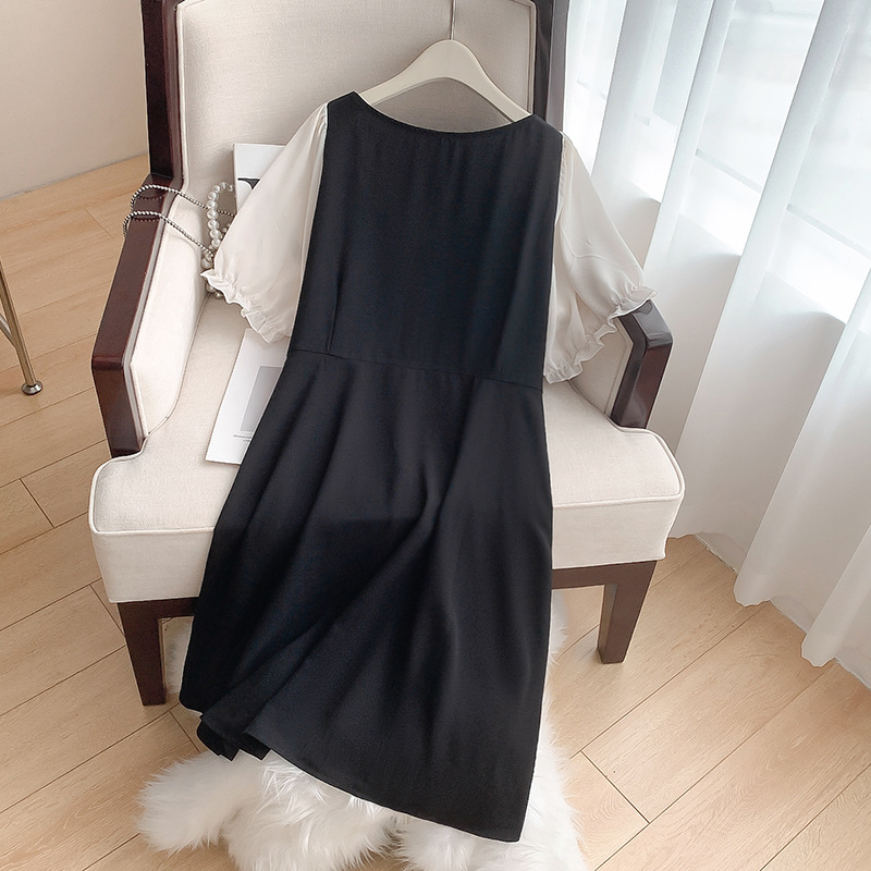 B3120 Casual style all-match plus size women's Korean style square neck dress