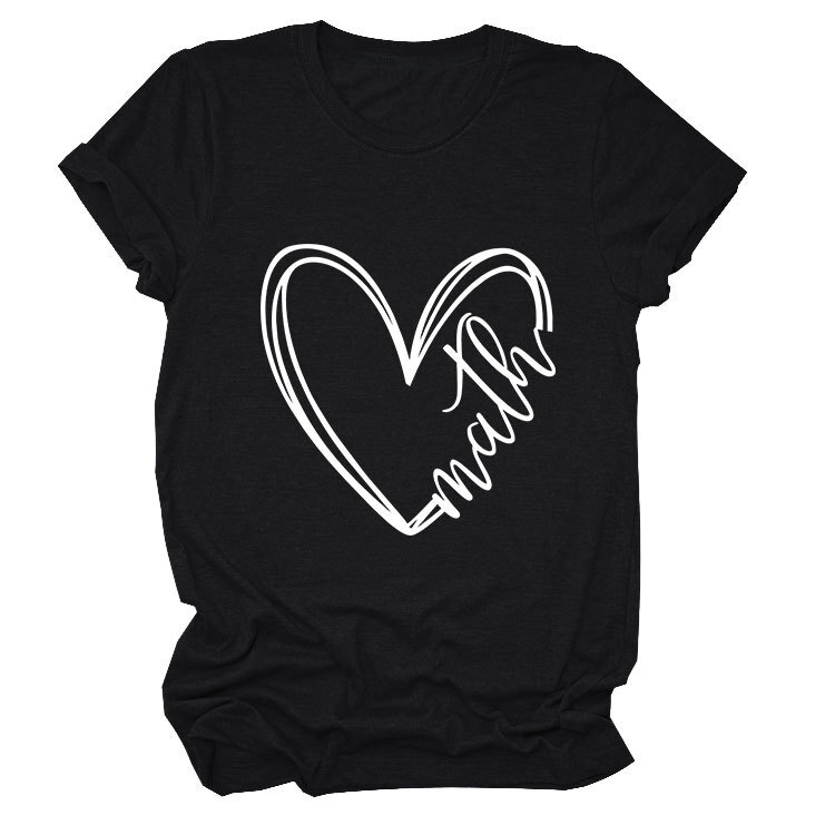 Designer Free Shipping Math Heart Summer New Short Sleeve Women's Fashion Trend T-shirt Large