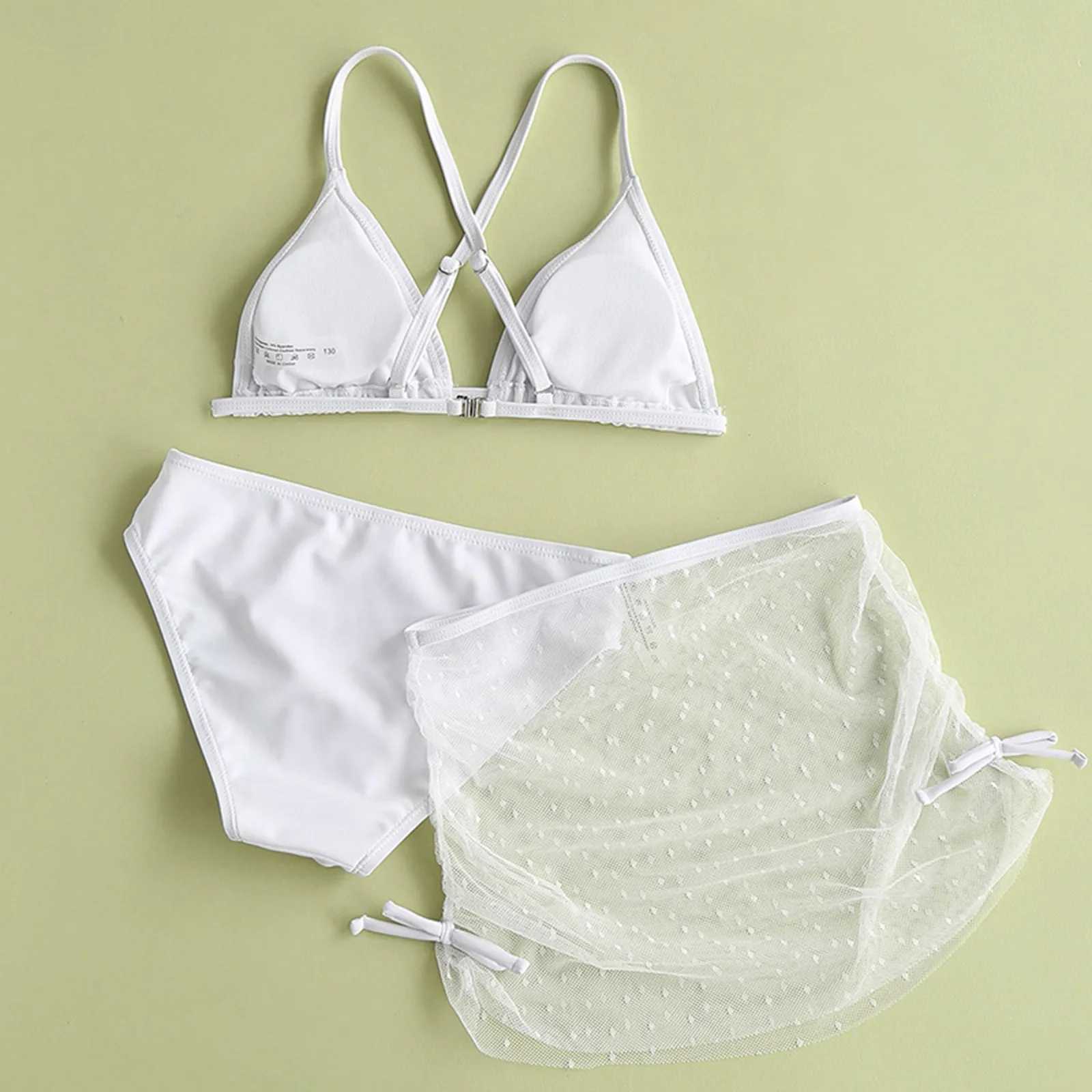 Kids Solid Swimsuit GirlS 3 Piece Swimsuits Soild Bikini Bathing Suit Briefs Girls Bikini Beach Wear Swimwear Set XJ250214