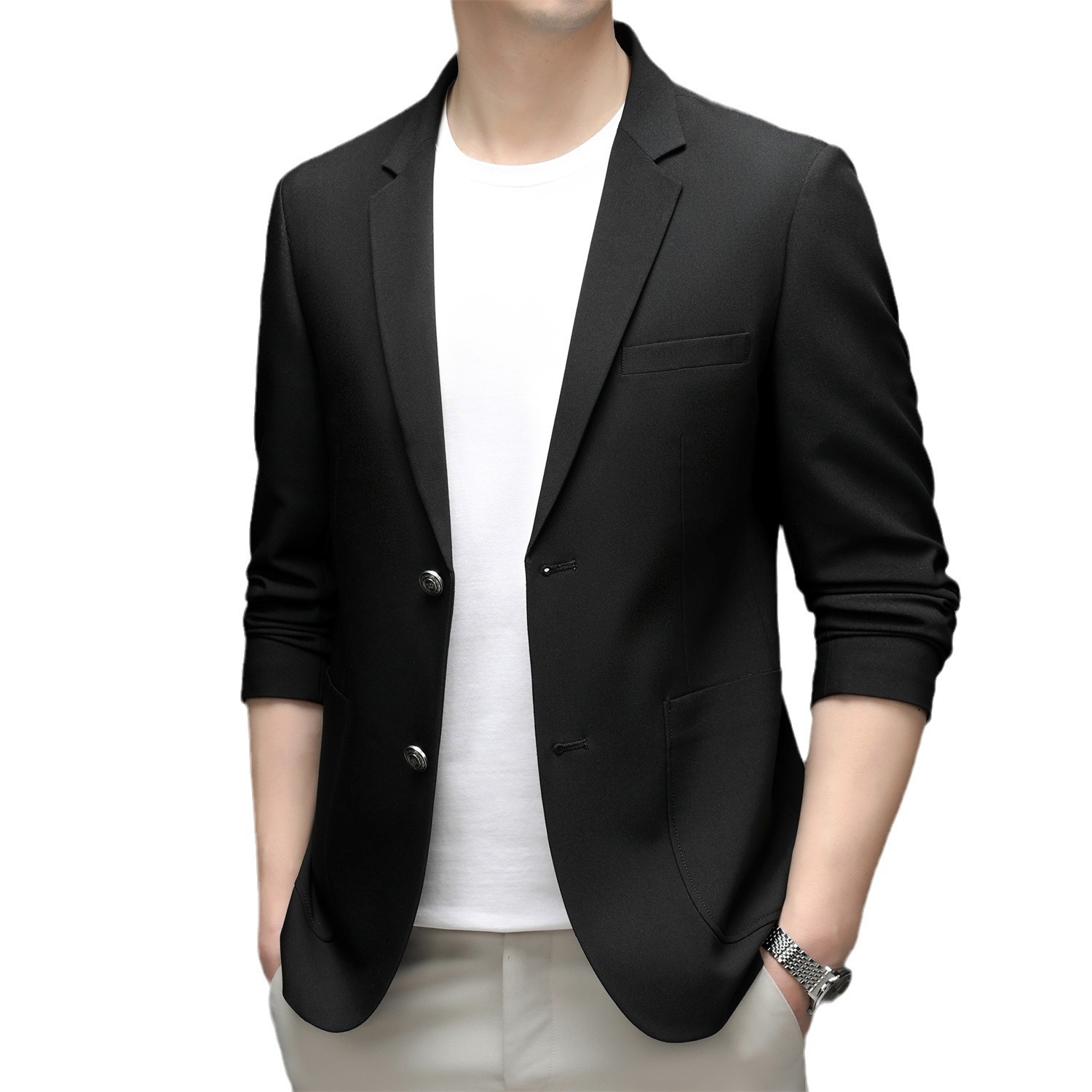 H2122Stylish Woolen Business Casual Shortsuit for Fall and Winter Seasons
