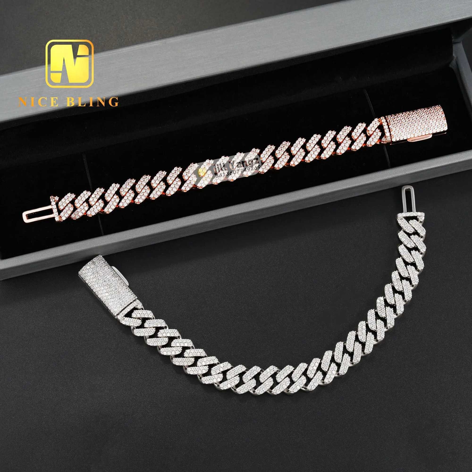 Wholesale Cheap Price 13mm Fine Quality 925 Sterling Silver Cuban Chain Cubic Zirconia Necklace Hip Hop Jewelryry Necklace Rock