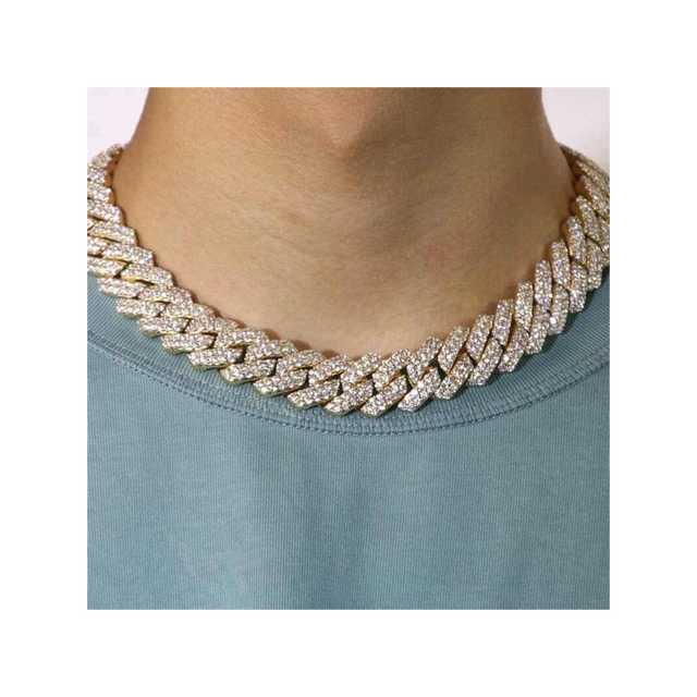 12mm Miami Cuban Link Chain Vvs Moissanite Diamond Stubbed 925 Sterling Silver White Gold Plated 18-24 Hip Hop Jewellery