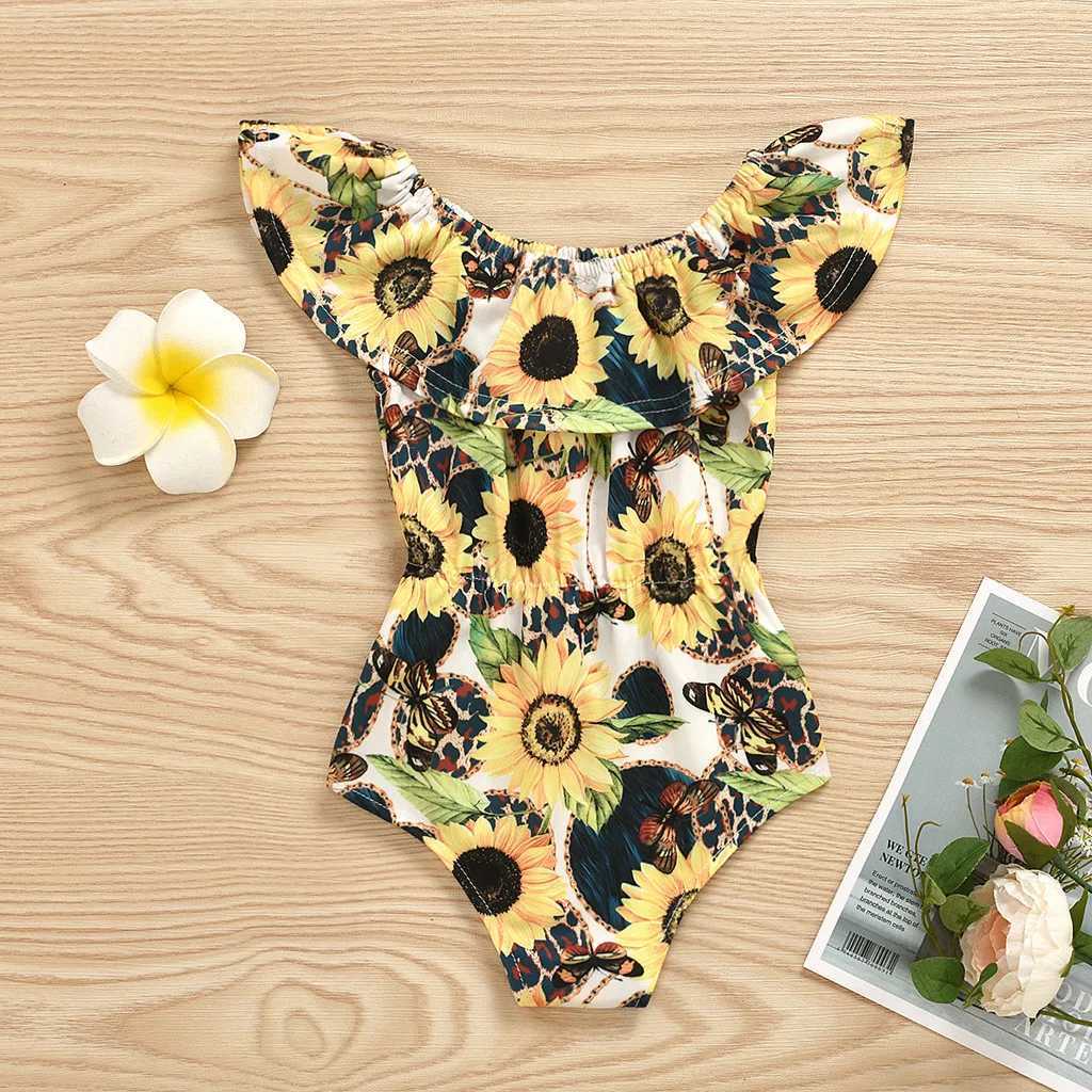 Piece Girls Floral Kids Swimwear Beachwear Baby Swimsuit Toddler Bikini Girls Swimwear Competition Swimwear For GirlsXJ250214