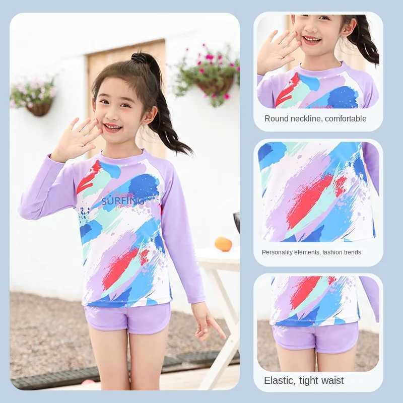 Childrens Long Sleeve Professional Sunscreen Swimwear Girls and Boys Swimsuit Kids Hot Spring Clothes 2 PcsXJ250214