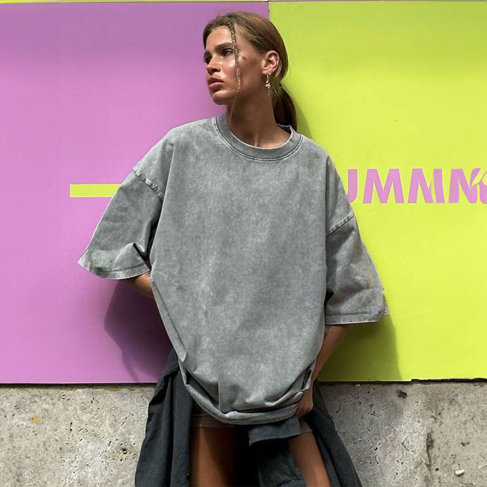 Designer Free Shipping Fashion Trend For Summer 2025 Wearing Loose Casual Round Neck Washed Fleece Short Sleeved T-shirt