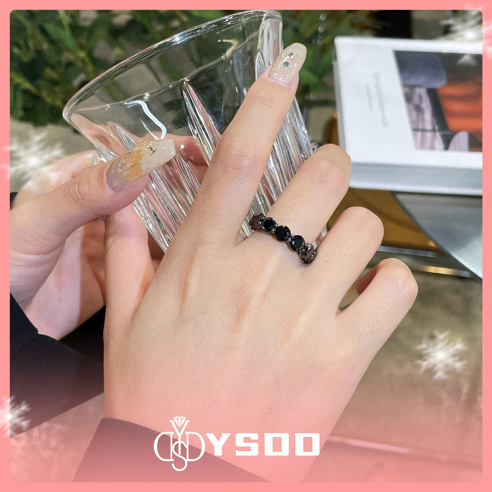 Wxw87 YSDD 925 sterling silver black zircon ring fashion niche black diamond closed row womens jewelry ring 250214