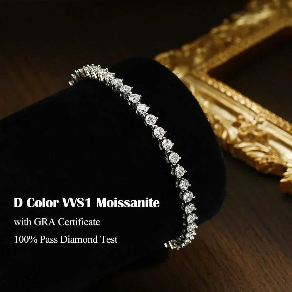 FEOBUR 3mm Moissanite Tennis Necklace for Women Men S925 Sterling Silver Full Diamond Neck Chains with GRA Trendy Jewelry Gift