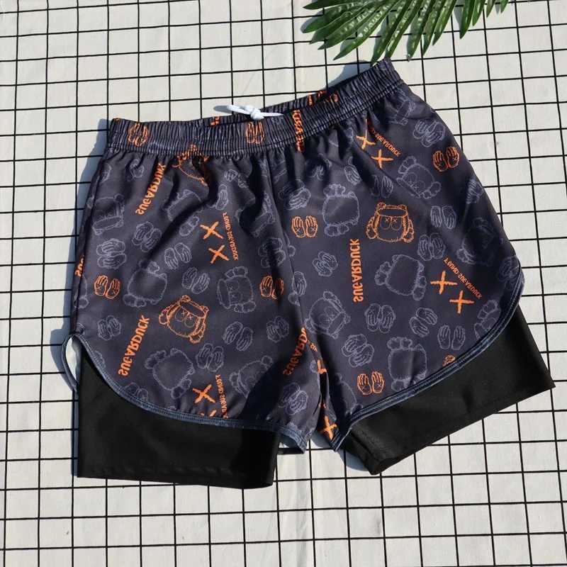High-grade Polyester Swimming Trunks Set for Young Boy Adult Youth Swimsuit Swim Trunks Double Layer Swimwear for Young BoyXJ250214