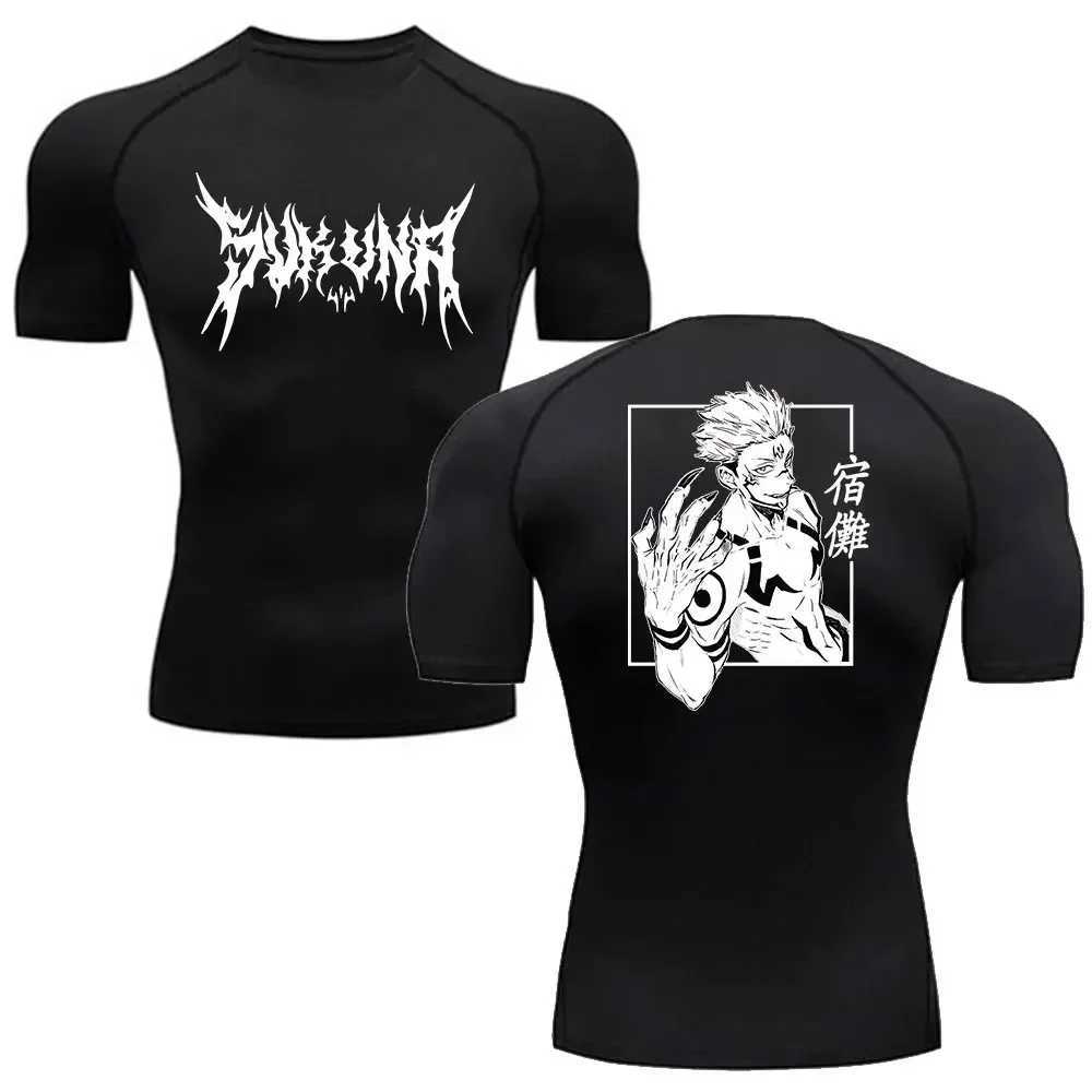 Mens Summer Fitness Gym Sports Running T-Shirt New Hot Selling Anime Jujutsu Kaisen Compression Shirt Short Sleeve S-3XL W250214