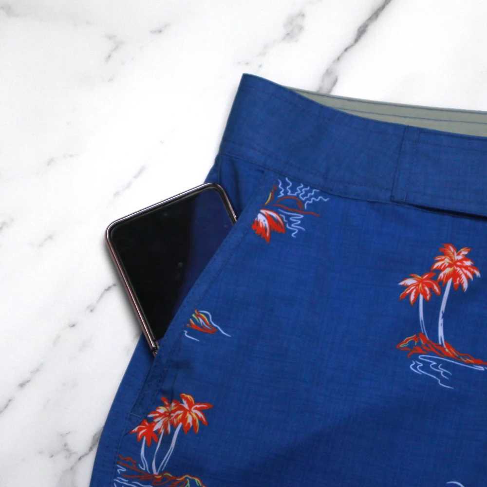 Mens printed board surfing swim trunks with high elasticity quick drying waterproof thin casual beach shorts Bermuda swimsuit W250215