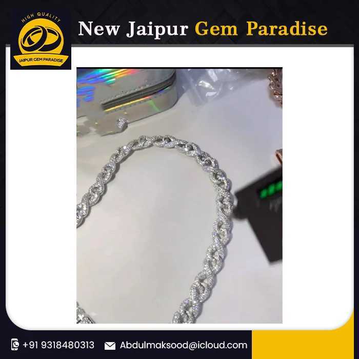 14mm Infinity Link Chain Vvs Moissanite Diamond Stubbed 925 Sterling Silver White Gold Plated 18-24