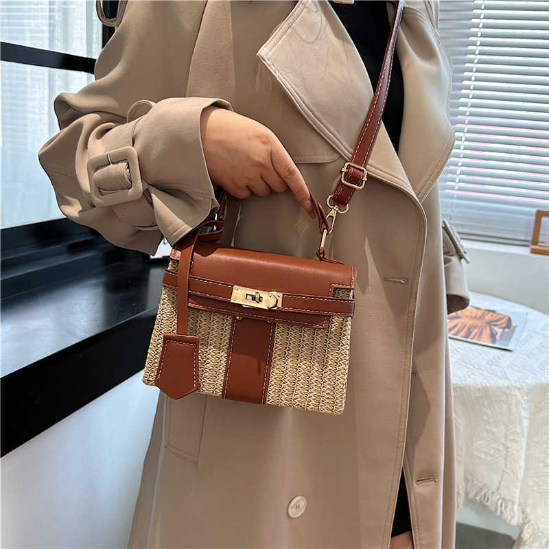 Designer bag Kelly popular bag womens fashion new item hand-held grass rattan woven beach crossbody high-end single shoulder