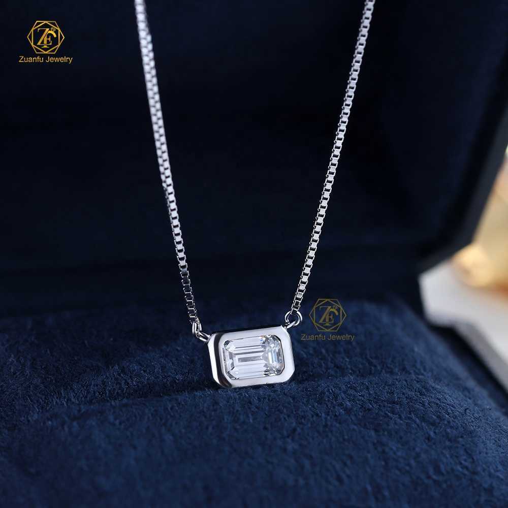 Emerald Moissanite Diamond Choker Necklace 925 Silver Plated Real Gold Necklace Jewelry for Women Girls
