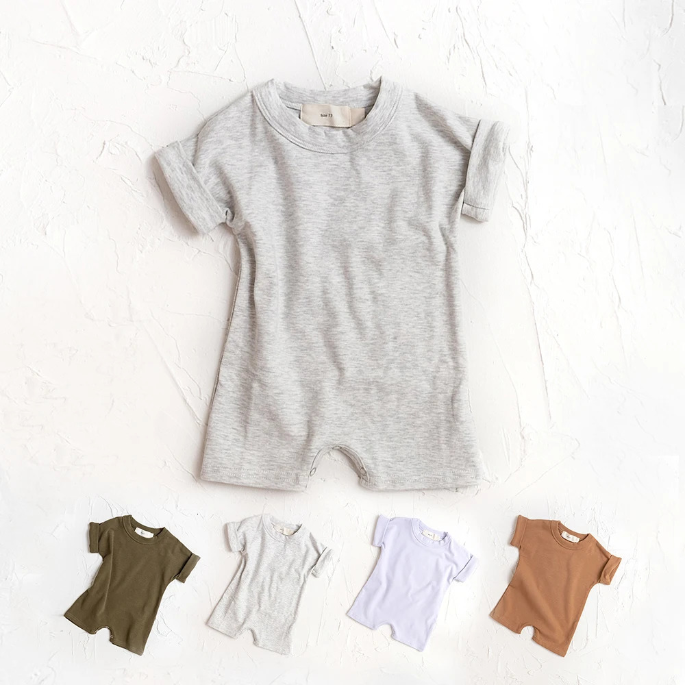 Baby Rompers Summer Solid Boy One piece Short Sleeve Born Cotton Clothes Baby Girl Bodysuit Onesies born Baby Clothes 250214