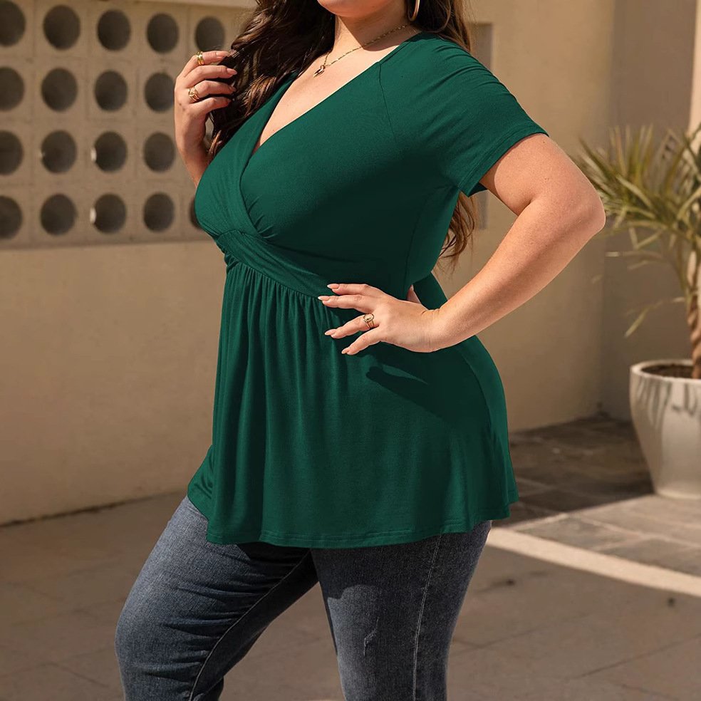 Designer Free Shipping Casual Fashion Versatile Trendy Top Spring/summer New Style Large T-shirt V-neck Top Women's Wear