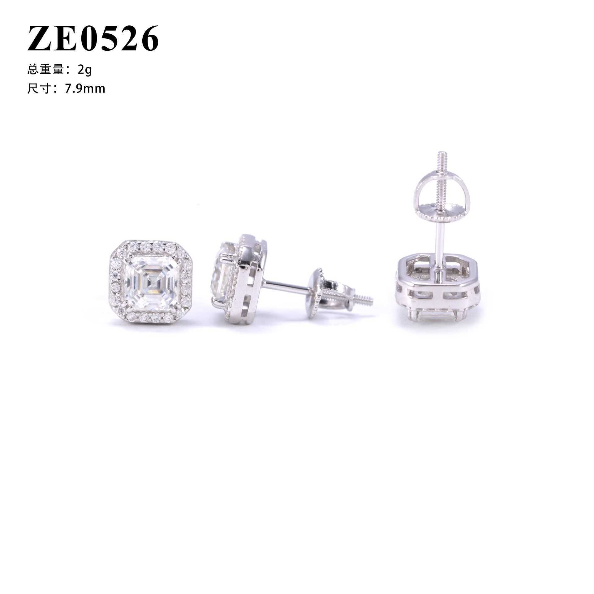 High quality 925 sterling silver vvs moissanite earrings with exquisite craftsmanship and high-quality moissanite princess square earrings jewelry