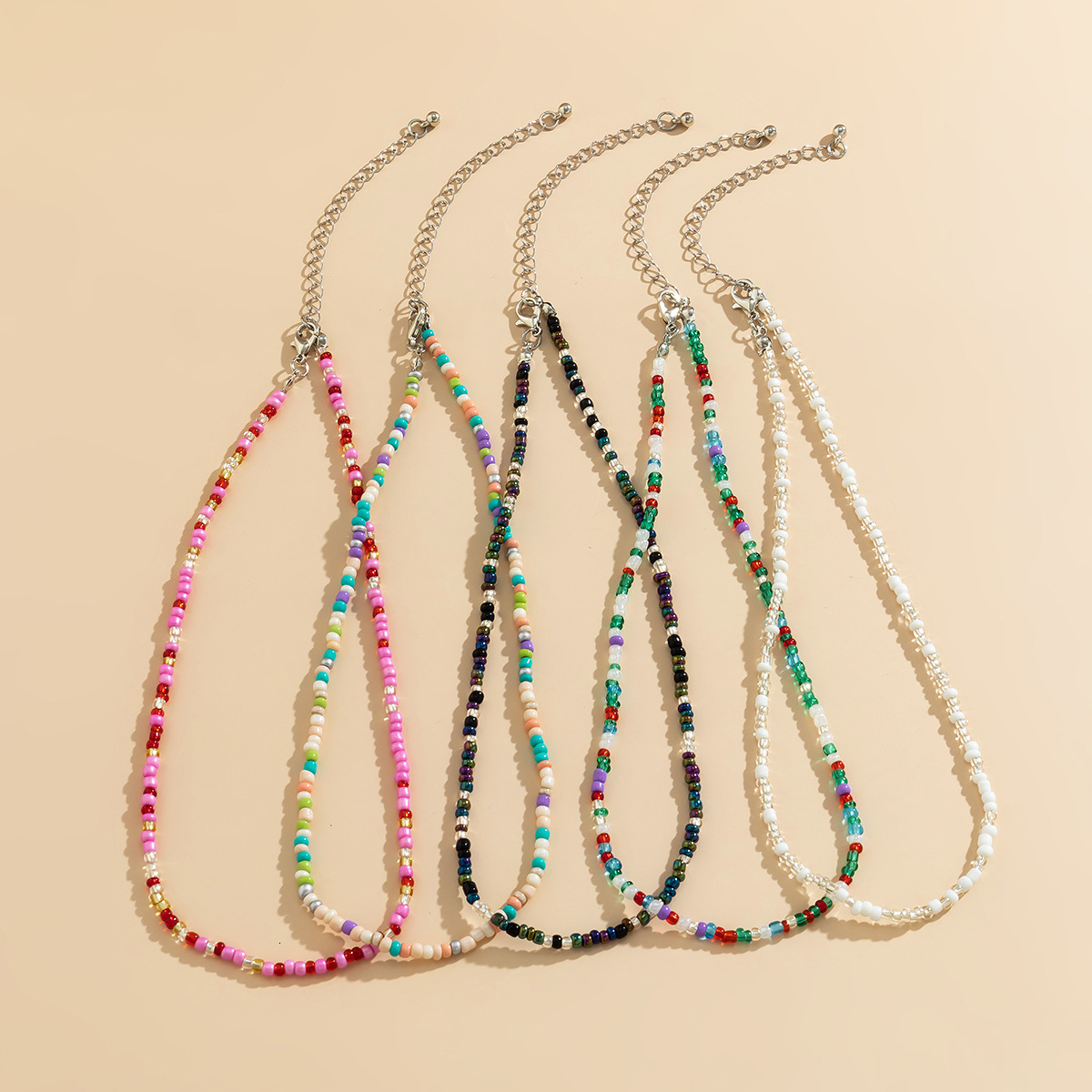 Woman Jewelry countryside summer beaded short collarbone chain sweet and minimalist vacation style fashion rice bead necklace