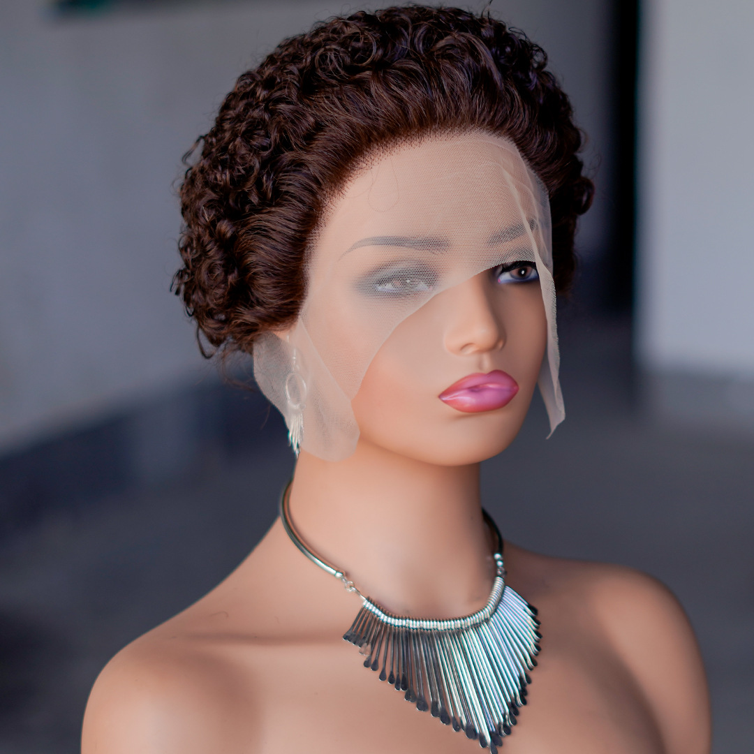 Pixie Wig Afro Curly 1B# 1B/27# 1B/30# 100% Human Hair 13X1 Lace Wig 613# 1B 99J Ombre Color