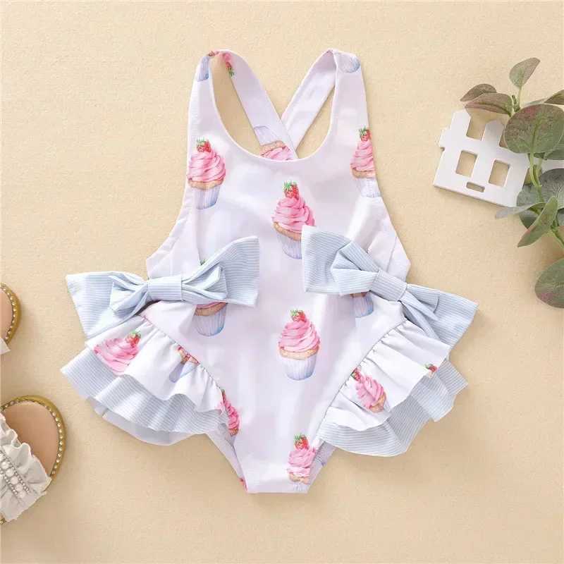 2024 New One-Piece Swimsuit Baby Girl Backless Flower Bikini Beach Holiday Swimming Bathing Suit Children Kids 1-5 Year SwimwearXJ250214