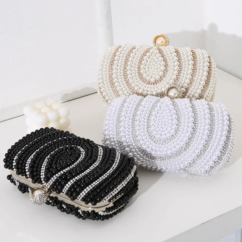 Beaded Pearl Evening Clutch Bag Women Wedding Bridal Dinner Party Purse Female Stylish Bags 250213Z