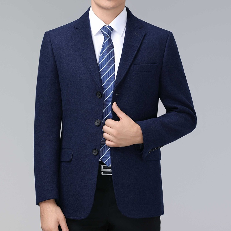 X211Elegant Men's Wool Suit Jacket Perfect for Midlife Casual Style During Fall and Winter