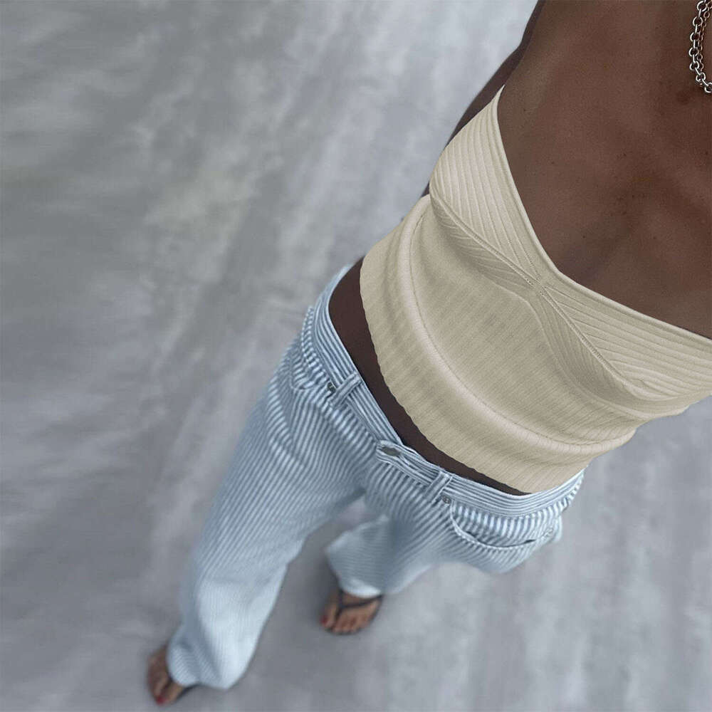 Spring/Summer Hot European and American Women's Wear Clean Color Simple Sexy strapless Short Top 2025 New Style Elegant Clothing