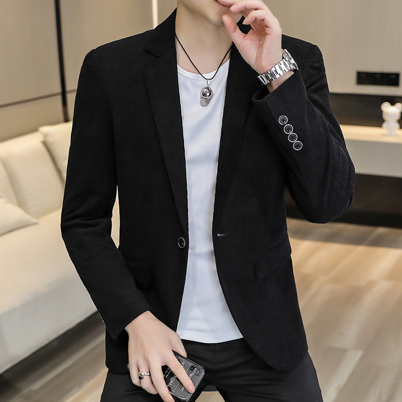 T212Stylish Men's White Corduroy Blazer - Comfortable Casual Wear