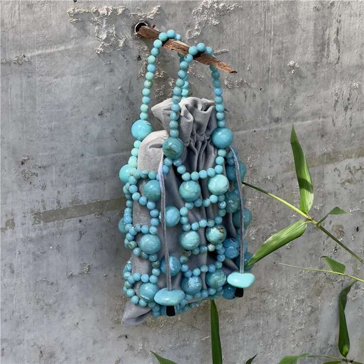 Boutique Acrylic Turquoise Stone Handmade Evening And Clutches For Women Formal Bags Party Rhie Handbags