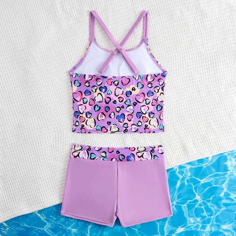 2025 Two Pieces Girls Swimsuit With Shorts Kids Swimwear Female Childrens Bathers Bathing Swimming Swim Suit Summer BeachwearXJ250214