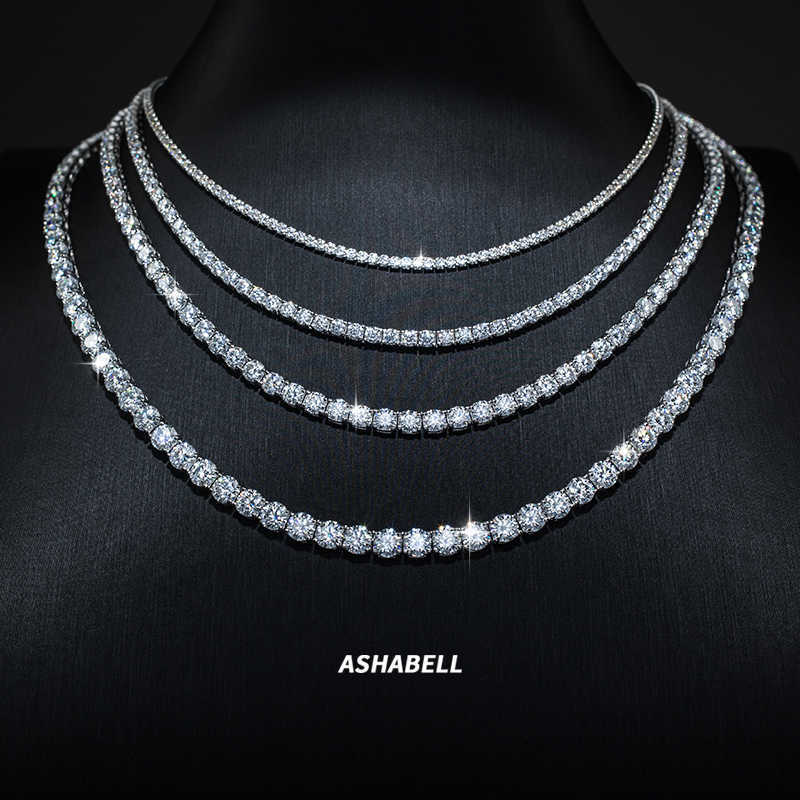 Pass Diamond Tester D Color Ice Out Moissanite Necklace 925 Silver Diamond Chain Vvs Moissanite Tennis Chain for Women and Men