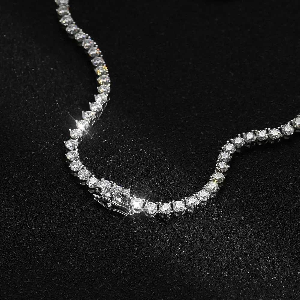 FEOBUR Certified 3/4/5mm Moissanite Tennis Necklace for Women Man S925 Sterling Silver 3Claw Lab Diamond Hiphop Chains Jewelry