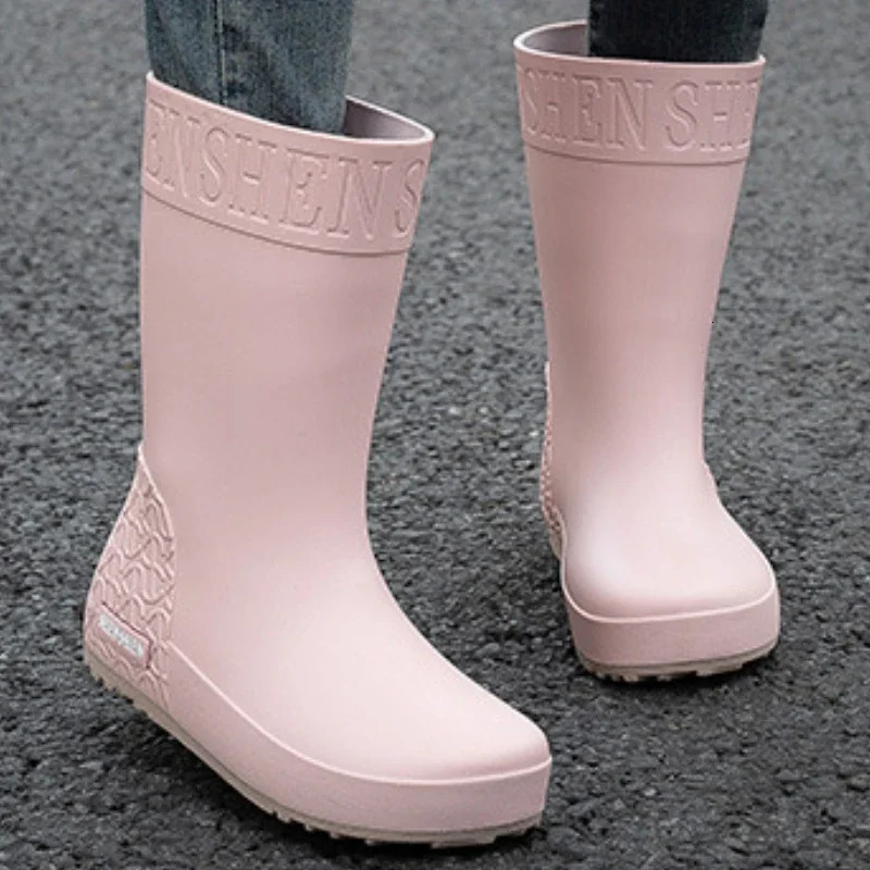 Womens waterproof boots rubber shoes for fishing work and safety small leg boots womens anti slip rain boots kitchen water boots 250213