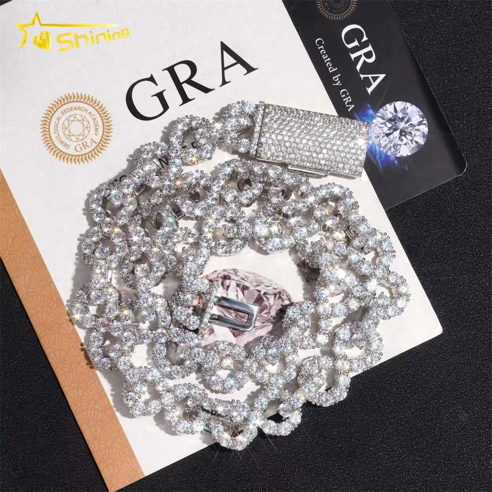 Hip Hop Jewelry 925 Sterling Silver Gold Plated Custom Necklace 15MM Infinity Link VVS D Color