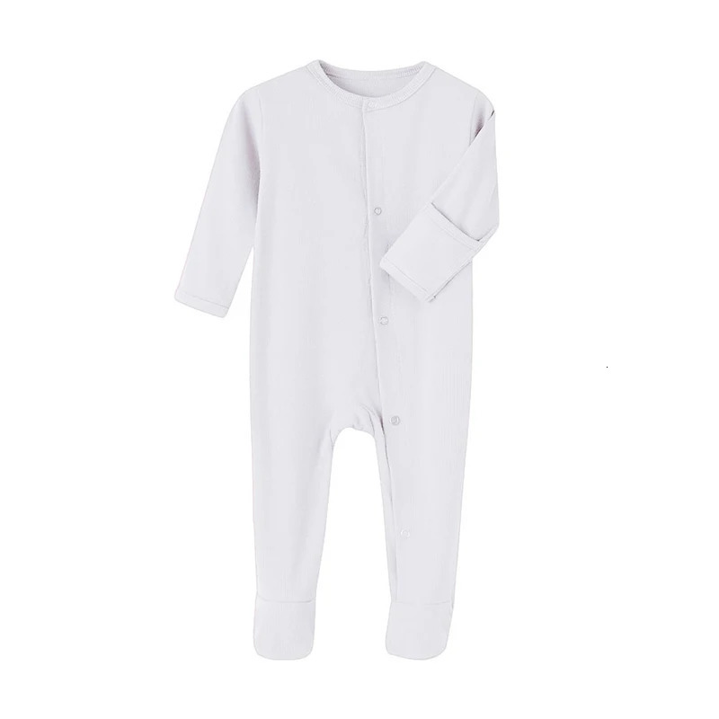 Organic Cotton Baby Rompers Footed Sleep and Play Autumn Winter Full Sleeve Jumpsuit Infant Footies Solid Color Bottoming Cloth 250214