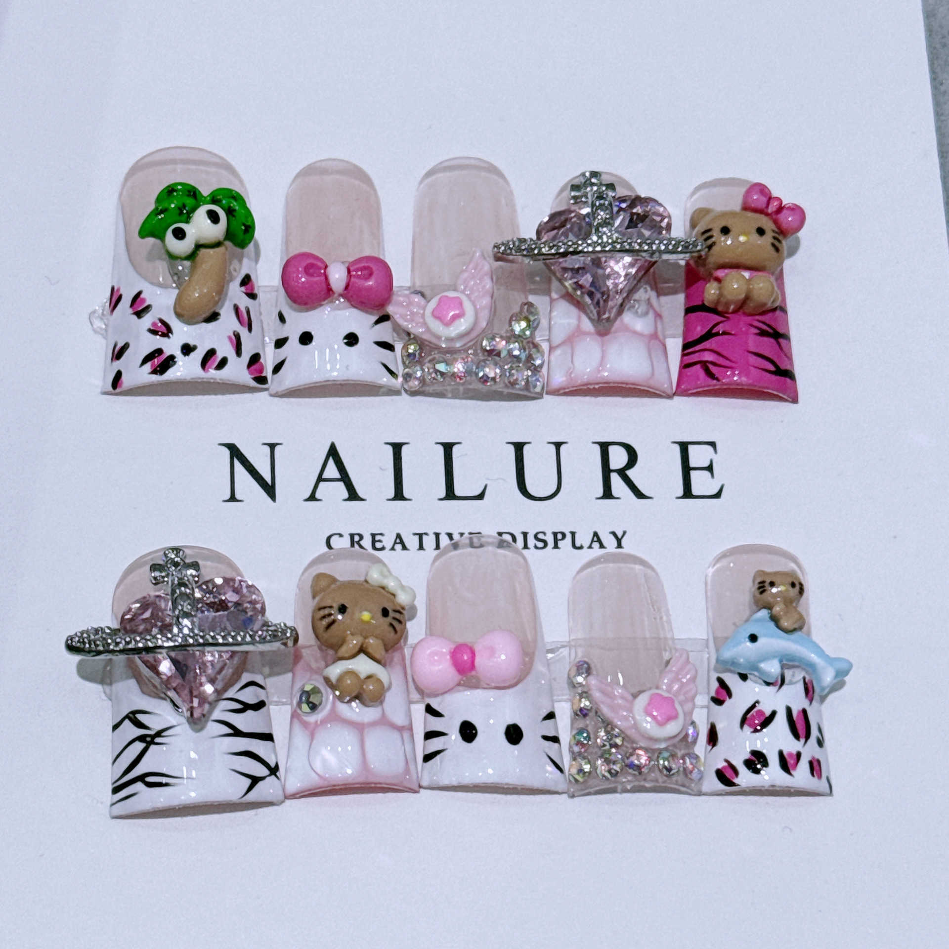 False Nails Duck billed nail art K door Duckbed=Forever Kitty French Hot Girl Cute Handmade Wearing Armor H25215