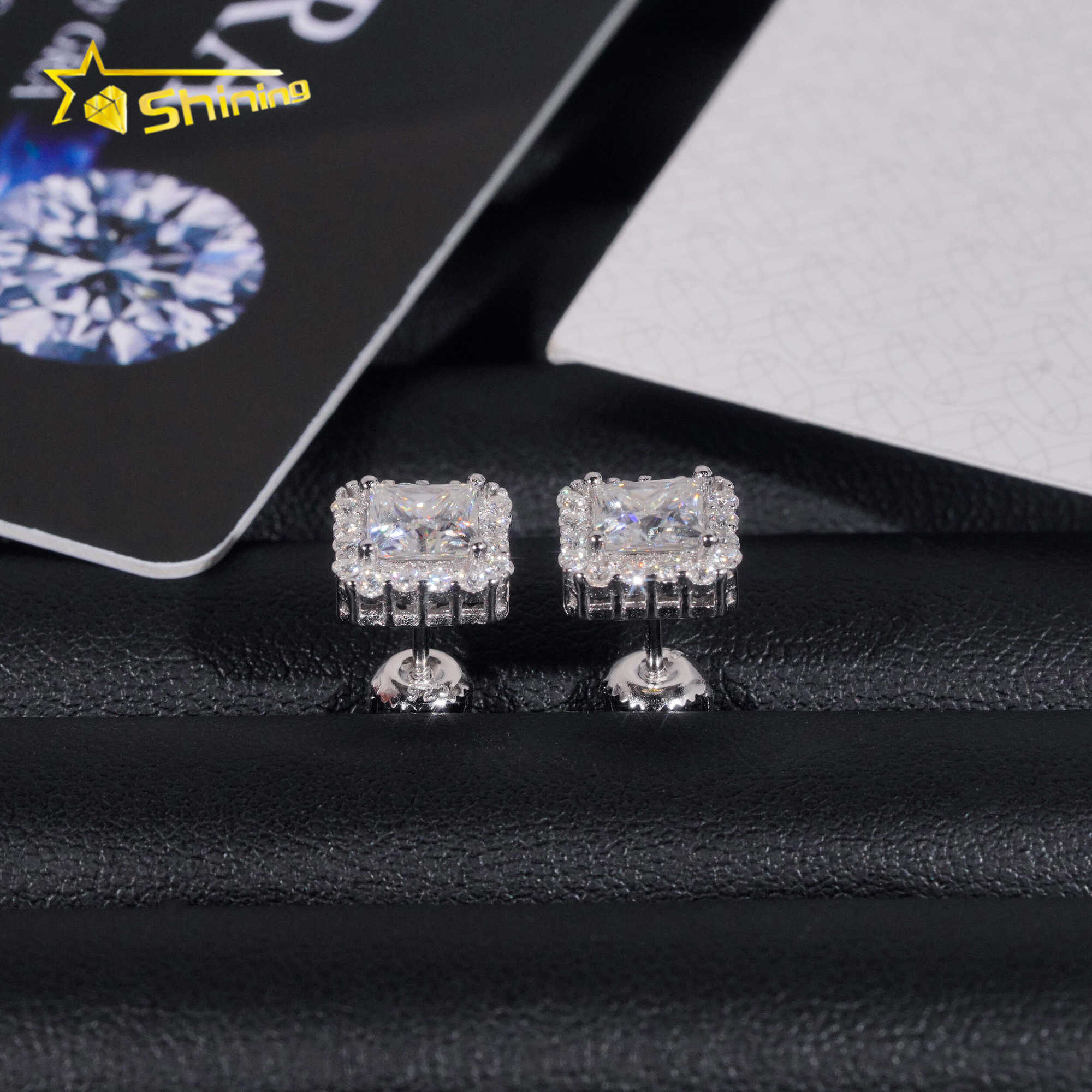 New Style GRA Certified Pass Diamond Tester VVS Diamond Earrings Silver 925 Hip Hop Moissanite Stud Earrings