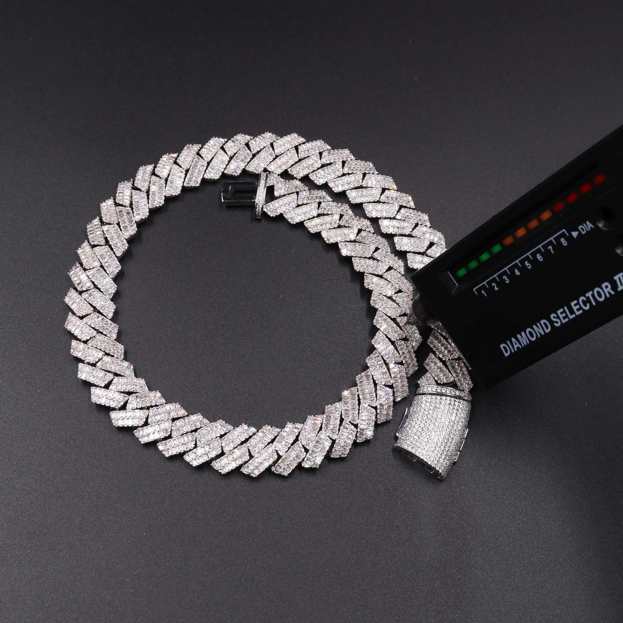 2023 Pass Diamond Test Vvs Moissanite Diamond 925 Sterling Silver Cuban Link Chain 16mm Hip Hop Men Necklace 925 Jewelry