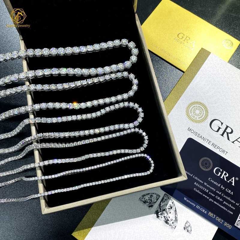 Factory Price Iced Out Chains Silver S925 2mm 3mm 4mm 5mm 6.5mm VVS1 Moissanite Tennis Chain Necklace Women and Men